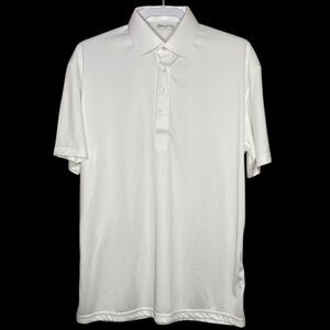 Collars & Co Polo Shirt Mens Large White Golf Preppy Stretch Dress Collar Office